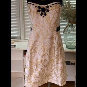 NWT Lilly Pulitzer Gold Metalli Sneek-a-Peek Dress - Size 14